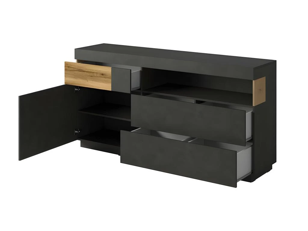 Buffet Collection KILES 170cm, LED Intégré. Coloris Gris Anthracite Et Chêne. Style Design 2 Buffet Collection KILES 170cm, LED Intégré. Coloris Gris Anthracite Et Chêne. Style Design – Image 2