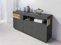 Buffet Collection KILES 170cm, LED Intégré. Coloris Gris Anthracite Et Chêne. Style Design 6 Buffet Collection KILES 170cm, LED Intégré. Coloris Gris Anthracite Et Chêne. Style Design -Deco.fr Soldes Boutique buffet 8941393