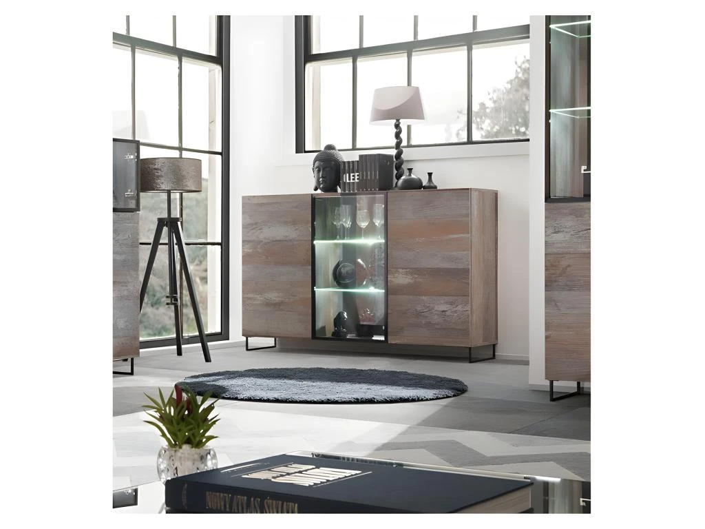 Buffet, Bahut Modèle KAN + LED. Meuble Type Industriel. Enfilade Design Pour Votre Salon Ou Salle à Manger. 2 Buffet, Bahut Modèle KAN + LED. Meuble Type Industriel. Enfilade Design Pour Votre Salon Ou Salle à Manger. – Image 2