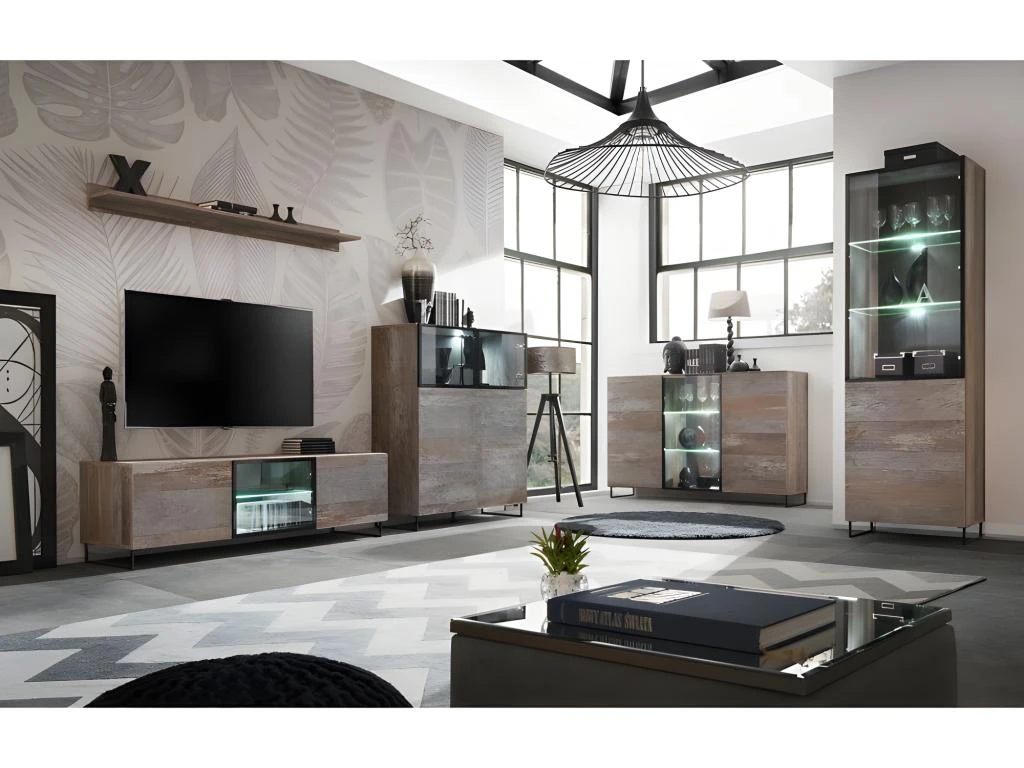 Buffet, Bahut Modèle KAN + LED. Meuble Type Industriel. Enfilade Design Pour Votre Salon Ou Salle à Manger. 3 Buffet, Bahut Modèle KAN + LED. Meuble Type Industriel. Enfilade Design Pour Votre Salon Ou Salle à Manger. – Image 3