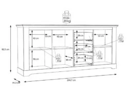 Buffet 204 Cm 3 Portes 3 Tiroirs Décor Chêne Clair Blanchi - ANGELE -Deco.fr Soldes Boutique buffet 8942771