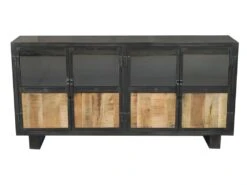 Buffet Métal Et Bois Jodhpur 4 Portes - Gris