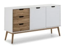 Buffet Commode Java 3 Tiroir Y 2 Porte Blanc, Glissières Métalliques, Longueur 140 Cm -Deco.fr Soldes Boutique buffet 9517363