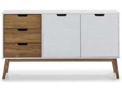 Buffet Commode Java 3 Tiroir Y 2 Porte Blanc, Glissières Métalliques, Longueur 140 Cm -Deco.fr Soldes Boutique buffet 9517365