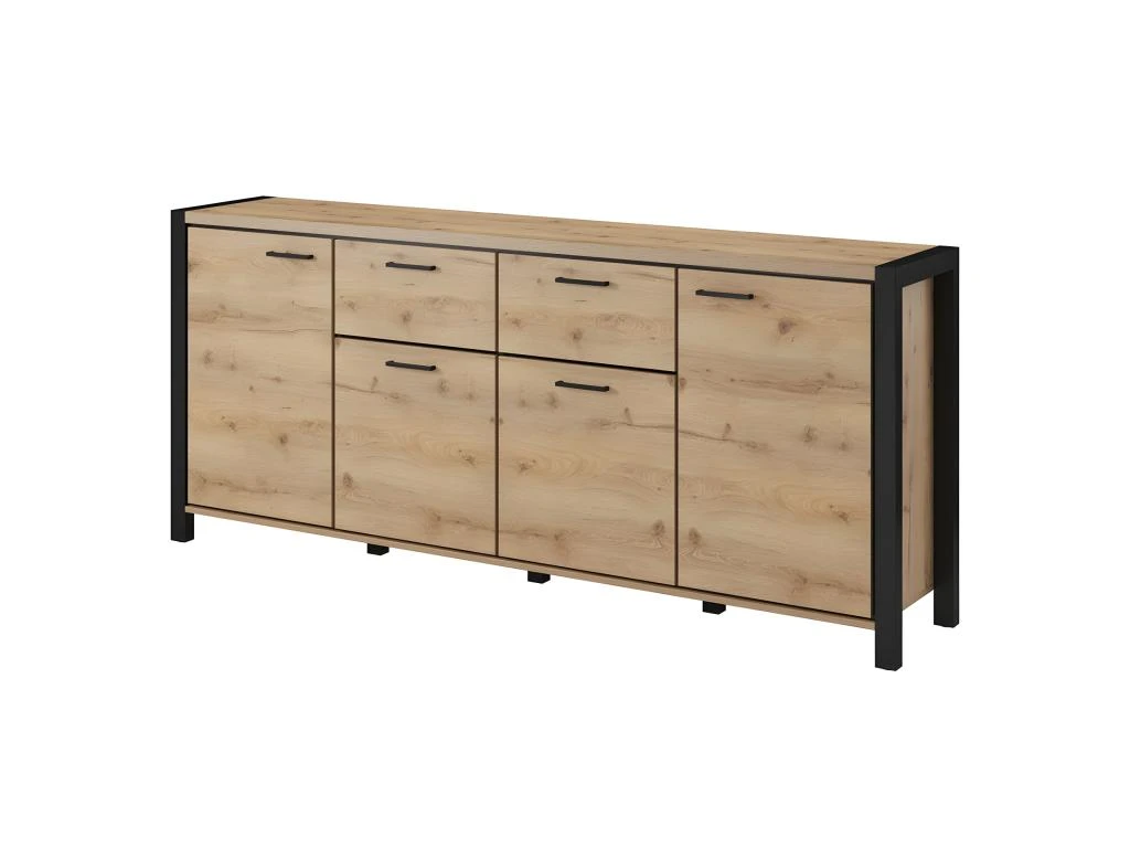 Buffet 210cm Collection BOWIE 4 Portes, 2 Tiroirs. Couleur Chêne Et Noir 1 Buffet 210cm Collection BOWIE 4 Portes, 2 Tiroirs. Couleur Chêne Et Noir