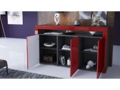 Buffet Noir Mat Et Blanc Laqué Avec Led 7 Buffet Noir Mat Et Blanc Laqué Avec Led -Deco.fr Soldes Boutique buffet 9527175