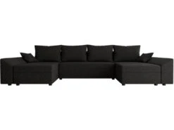 Canapé Panoramique "Vaugirard" - Tissu - 5 Places - Noir