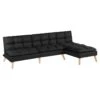 Banquette Convertible Angle Réversible Et Modulable Tissu Noir - KURT