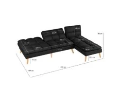 Banquette Convertible Angle Réversible Et Modulable Tissu Noir - KURT -Deco.fr Soldes Boutique canape 10567653