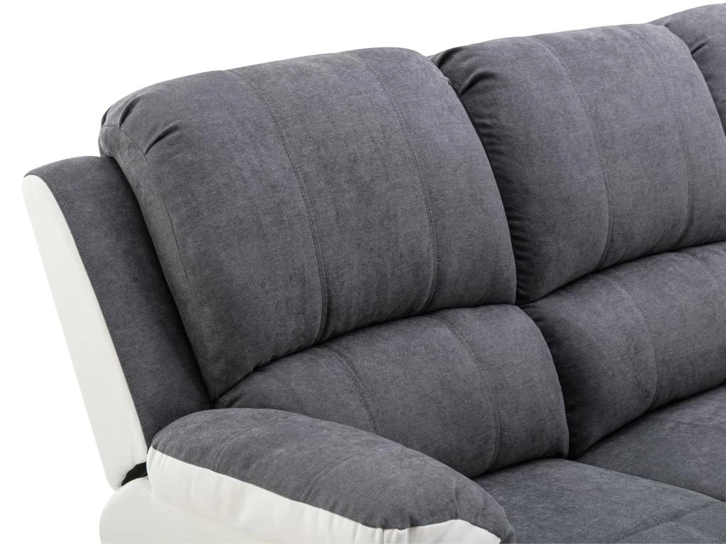 Canapé 3 Places Relax En Microfibre Et Simili Gris Et Blanc BRODY 5 Canapé 3 Places Relax En Microfibre Et Simili Gris Et Blanc BRODY – Image 5