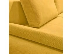 Canapé Convertible Angle Gauche En Tissu Côtelé Jaune - WINNIE -Deco.fr Soldes Boutique canape 10685863