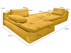 Canapé Convertible Angle Gauche En Tissu Côtelé Jaune - WINNIE -Deco.fr Soldes Boutique canape 10685865