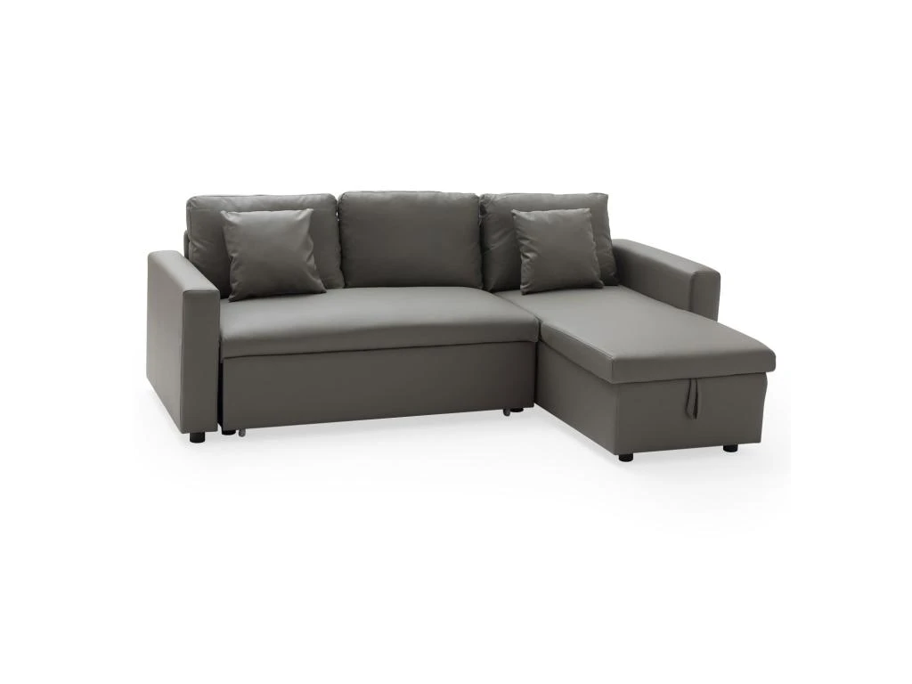 Canapé D'angle Convertible Simili CLARK 3 Places Taupe - HAPPY GARDEN 2 Canapé D'angle Convertible Simili CLARK 3 Places Taupe - HAPPY GARDEN – Image 2