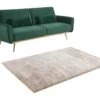 Ensemble Canapé 3 Places Convertible Clic-clac Vert Sapin LAUNEI Et Tapis Taupe DOLCE -Deco.fr Soldes Boutique canape 10886885
