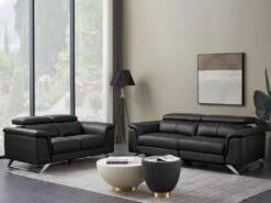 Canapé 3 Places Relax électrique En Cuir De Vachette Noir BREYT II