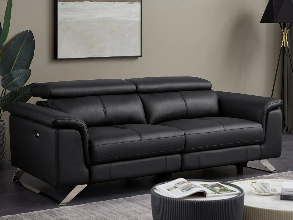 Canapé 3 Places Relax électrique En Cuir De Vachette Noir BREYT II 11 Canapé 3 Places Relax électrique En Cuir De Vachette Noir BREYT II – Image 11