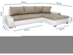 Canapé D'angle Convertible Droit 4 Places Avec Coffre Joakim Beige Et Blanc -Deco.fr Soldes Boutique canape 11107229