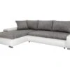 Canapé D'angle Convertible Gauche 4 Places Avec Coffre Joakim Gris Et Blanc -Deco.fr Soldes Boutique canape 11107363