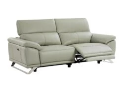 Canapé 3 Places Relax électrique En Cuir De Vachette Gris Clair AZIDEE II -Deco.fr Soldes Boutique canape 11160969