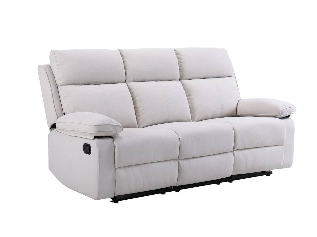 Canapé 3 Places Relax En Tissu Beige LANA 2 Canapé 3 Places Relax En Tissu Beige LANA – Image 2