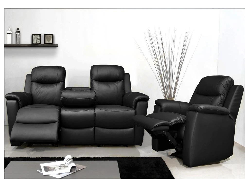 Canapé 2 Places Relax EVASION En Cuir - Gris Clair 15 Canapé 2 Places Relax EVASION En Cuir - Gris Clair – Image 15