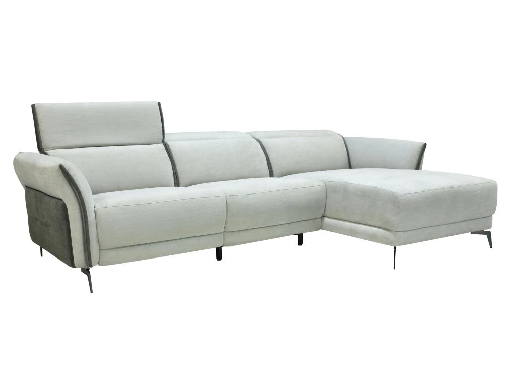 Canapé D'angle Droit Relax électrique En Tissu Gris Clair Et Gris Anthracite GERALDINE 2 Canapé D'angle Droit Relax électrique En Tissu Gris Clair Et Gris Anthracite GERALDINE – Image 2