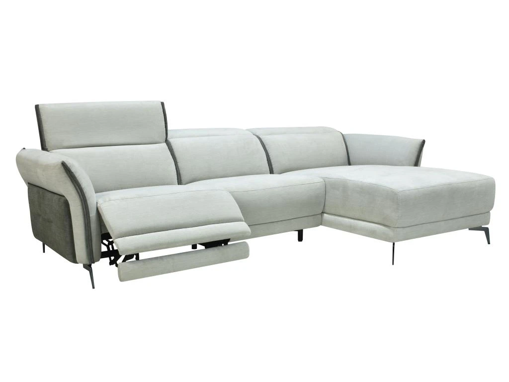 Canapé D'angle Droit Relax électrique En Tissu Gris Clair Et Gris Anthracite GERALDINE 6 Canapé D'angle Droit Relax électrique En Tissu Gris Clair Et Gris Anthracite GERALDINE – Image 6