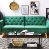 Canapé Convertible 2 Places En Velours Vert Foncé BARDU