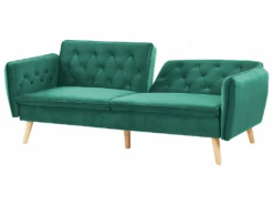 Canapé Convertible 2 Places En Velours Vert Foncé BARDU 13 Canapé Convertible 2 Places En Velours Vert Foncé BARDU -Deco.fr Soldes Boutique canape 11656847