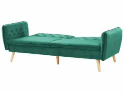 Canapé Convertible 2 Places En Velours Vert Foncé BARDU 15 Canapé Convertible 2 Places En Velours Vert Foncé BARDU -Deco.fr Soldes Boutique canape 11656851