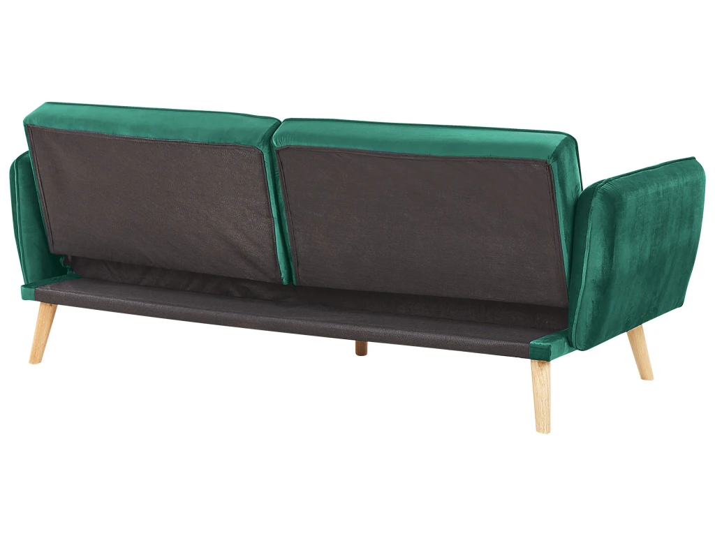 Canapé Convertible 2 Places En Velours Vert Foncé BARDU 9 Canapé Convertible 2 Places En Velours Vert Foncé BARDU – Image 9