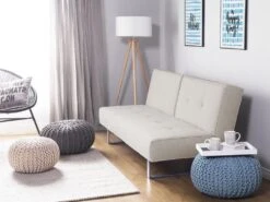 Canapé Convertible 3 Places En Tissu Beige Clair DUBLIN