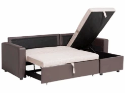 Canapé Angle Gauche Convertible 3 Places En Tissu Beige Et Marron TAMPERE -Deco.fr Soldes Boutique canape 11787899