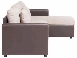 Canapé Angle Gauche Convertible 3 Places En Tissu Beige Et Marron TAMPERE -Deco.fr Soldes Boutique canape 11787901