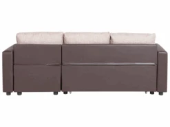 Canapé Angle Gauche Convertible 3 Places En Tissu Beige Et Marron TAMPERE -Deco.fr Soldes Boutique canape 11787903
