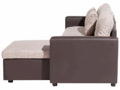 Canapé Angle Gauche Convertible 3 Places En Tissu Beige Et Marron TAMPERE -Deco.fr Soldes Boutique canape 11787905