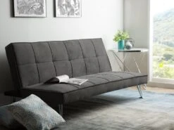 Canapé Convertible 3 Places En Tissu Gris HASLE