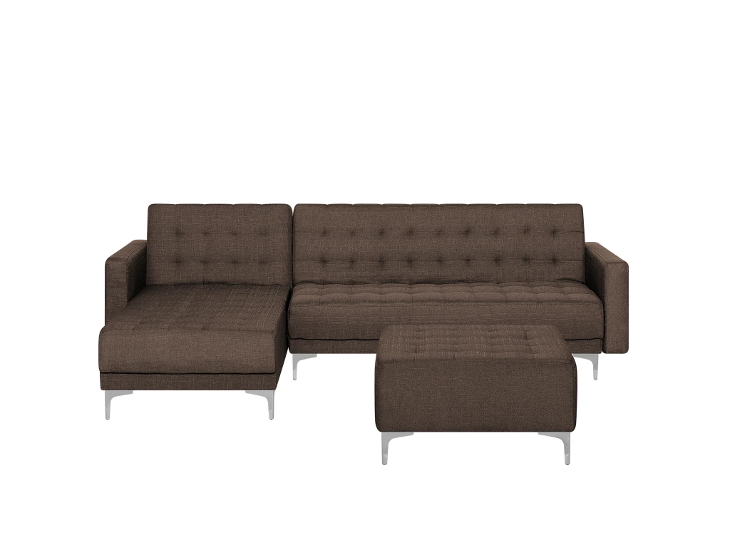 Canapé Angle Droite Convertible En Tissu Marron Foncé 4 Places Avec Pouf ABERDEEN 2 Canapé Angle Droite Convertible En Tissu Marron Foncé 4 Places Avec Pouf ABERDEEN – Image 2
