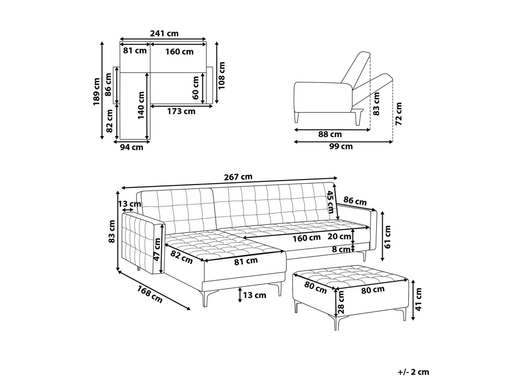 Canapé Angle Droite Convertible En Tissu Marron Foncé 4 Places Avec Pouf ABERDEEN 3 Canapé Angle Droite Convertible En Tissu Marron Foncé 4 Places Avec Pouf ABERDEEN – Image 3