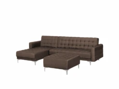 Canapé Angle Droite Convertible En Tissu Marron Foncé 4 Places Avec Pouf ABERDEEN 14 Canapé Angle Droite Convertible En Tissu Marron Foncé 4 Places Avec Pouf ABERDEEN -Deco.fr Soldes Boutique canape 11815721