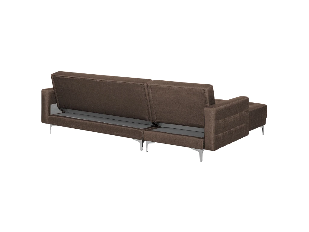 Canapé Angle Droite Convertible En Tissu Marron Foncé 4 Places Avec Pouf ABERDEEN 6 Canapé Angle Droite Convertible En Tissu Marron Foncé 4 Places Avec Pouf ABERDEEN – Image 6