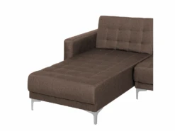 Canapé Angle Droite Convertible En Tissu Marron Foncé 4 Places Avec Pouf ABERDEEN 17 Canapé Angle Droite Convertible En Tissu Marron Foncé 4 Places Avec Pouf ABERDEEN -Deco.fr Soldes Boutique canape 11815727
