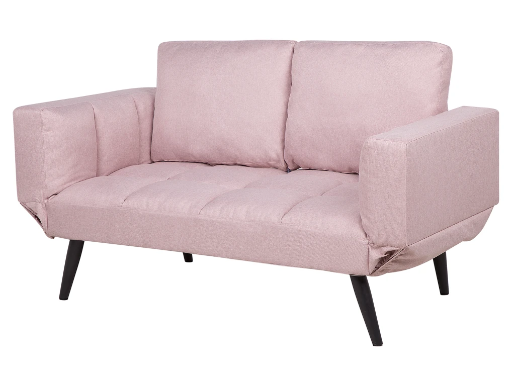 Canapé Convertible 2 Places En Tissu Rose BREKKE 5 Canapé Convertible 2 Places En Tissu Rose BREKKE – Image 5