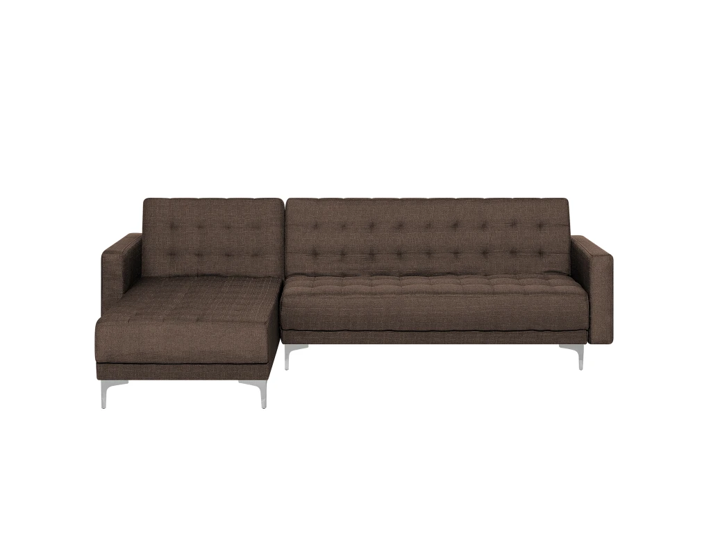 Canapé Angle Droite Convertible En Tissu Marron Foncé 4 Places ABERDEEN 2 Canapé Angle Droite Convertible En Tissu Marron Foncé 4 Places ABERDEEN – Image 2