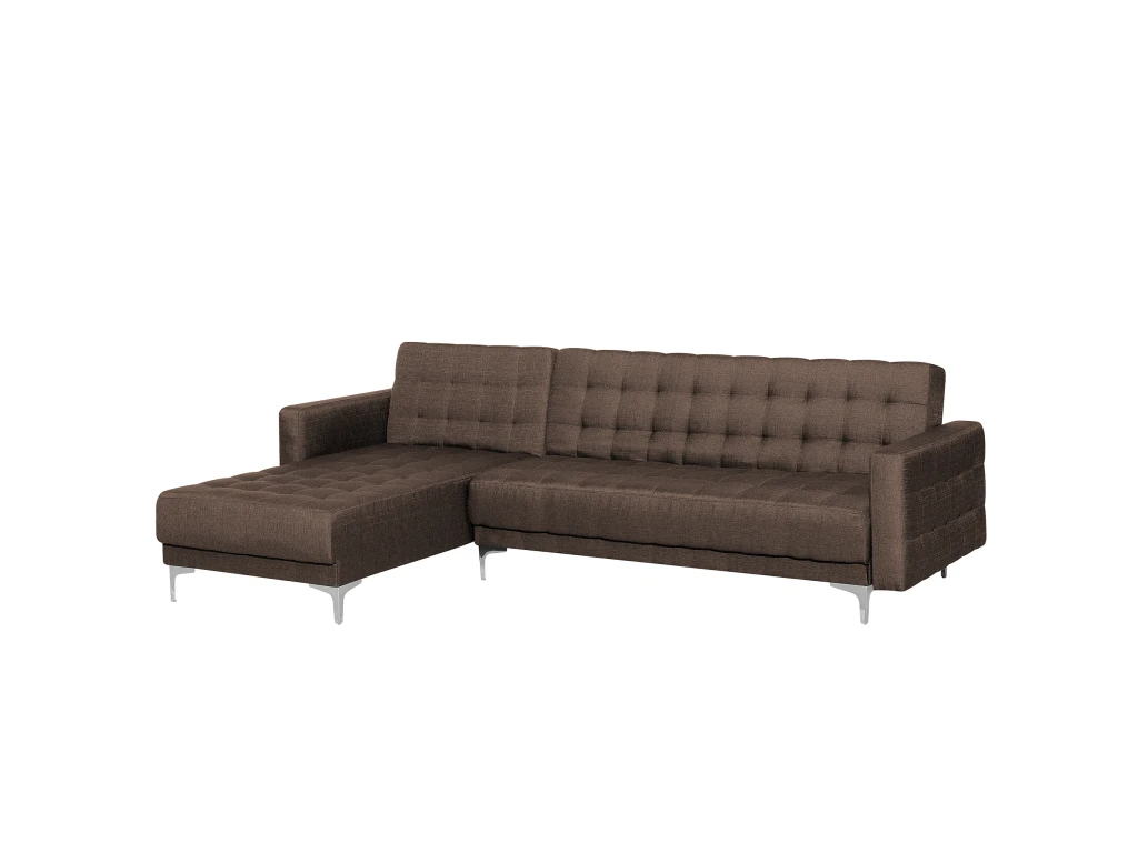 Canapé Angle Droite Convertible En Tissu Marron Foncé 4 Places ABERDEEN 5 Canapé Angle Droite Convertible En Tissu Marron Foncé 4 Places ABERDEEN – Image 5