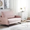 Canapé Convertible 2 Places En Tissu Rose BELFAST