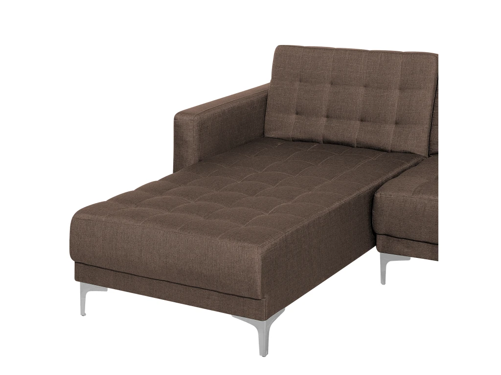 Canapé Panoramique Convertible En Tissu Marron Foncé 5 Places Avec Pouf ABERDEEN 8 Canapé Panoramique Convertible En Tissu Marron Foncé 5 Places Avec Pouf ABERDEEN – Image 8
