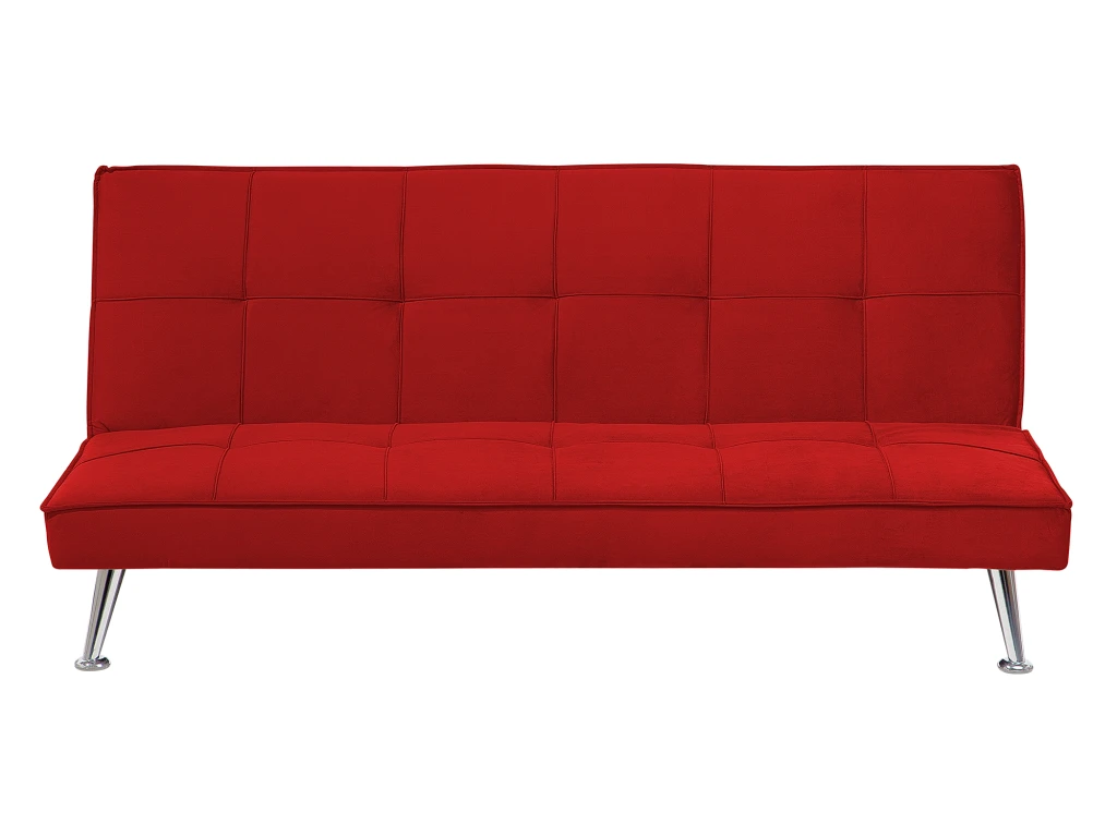 Canapé Convertible 3 Places En Tissu Rouge HASLE 2 Canapé Convertible 3 Places En Tissu Rouge HASLE – Image 2