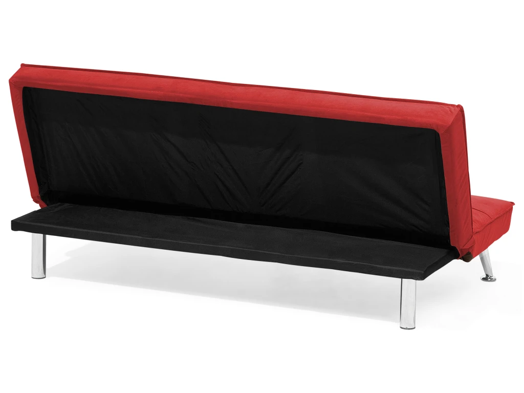 Canapé Convertible 3 Places En Tissu Rouge HASLE 8 Canapé Convertible 3 Places En Tissu Rouge HASLE – Image 8