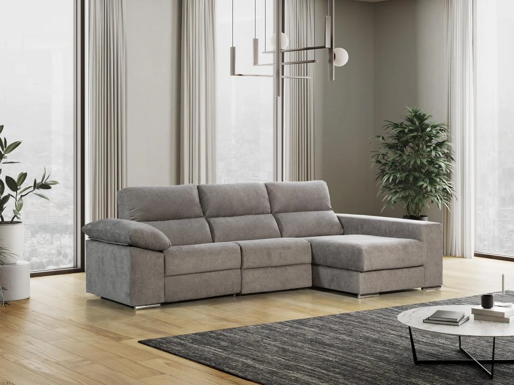 Canapé D'angle Droit Relax électrique Avec Têtières En Tissu Gris DIDIUS 1 Canapé D'angle Droit Relax électrique Avec Têtières En Tissu Gris DIDIUS